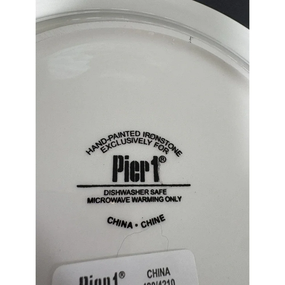Pier1 Hand-Painted Ironstone China Christmas Tree Plates (4) 8in Holiday